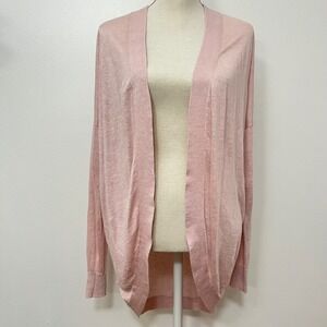 Theory Waterfall Cardigan Sz S Pink Linen Blend Sag Harbor Minimalist Coastal